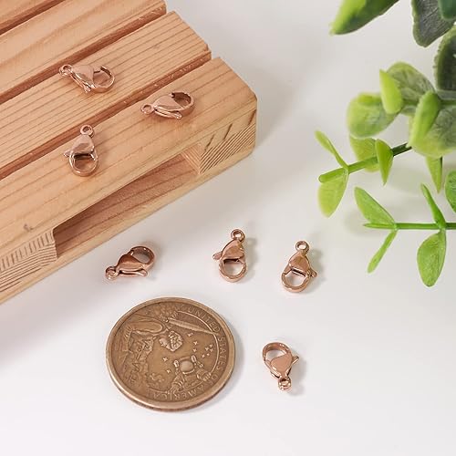 Vista 72 de Pandahall - 100 cierres de pinza de langosta de acero inoxidable, joyería de oro real de 24 quilates, cierre de langosta de 2 colores, cierre