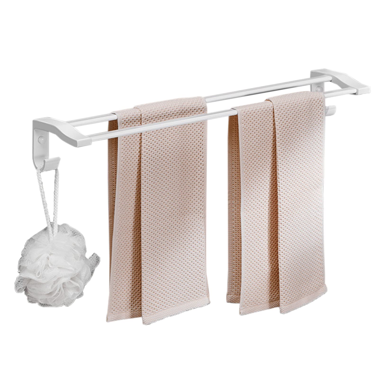 Porte-serviettes double barre en aluminium blanc, design mural haut de gamme