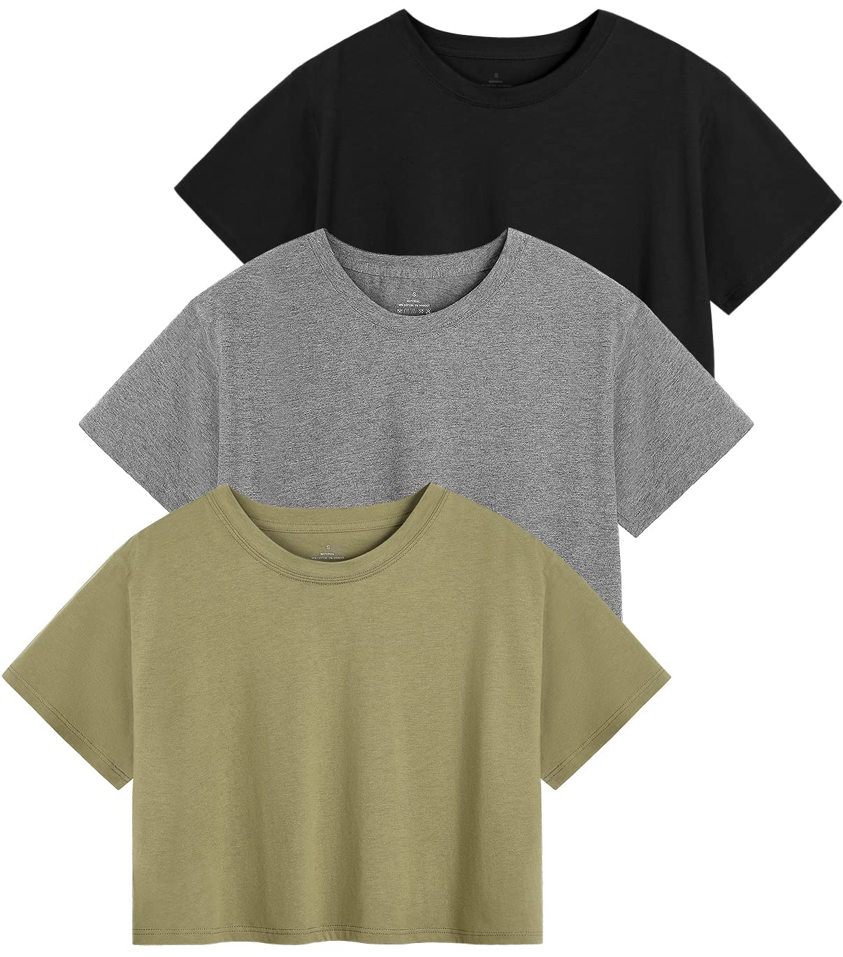 Star Vibe 3er Pack Sportoberteil Damen Croptops Gym Yoga Shirt Locker Sport T-Shirt Fitness