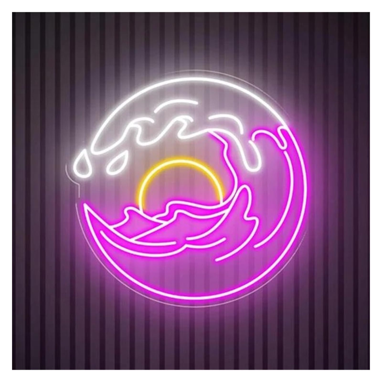 Shouxi D Sign Lamp Sun Wave Neon Sign Sunset Le Light Immable For Bedroom Bar Pub Home Wall Ecor 55Cm