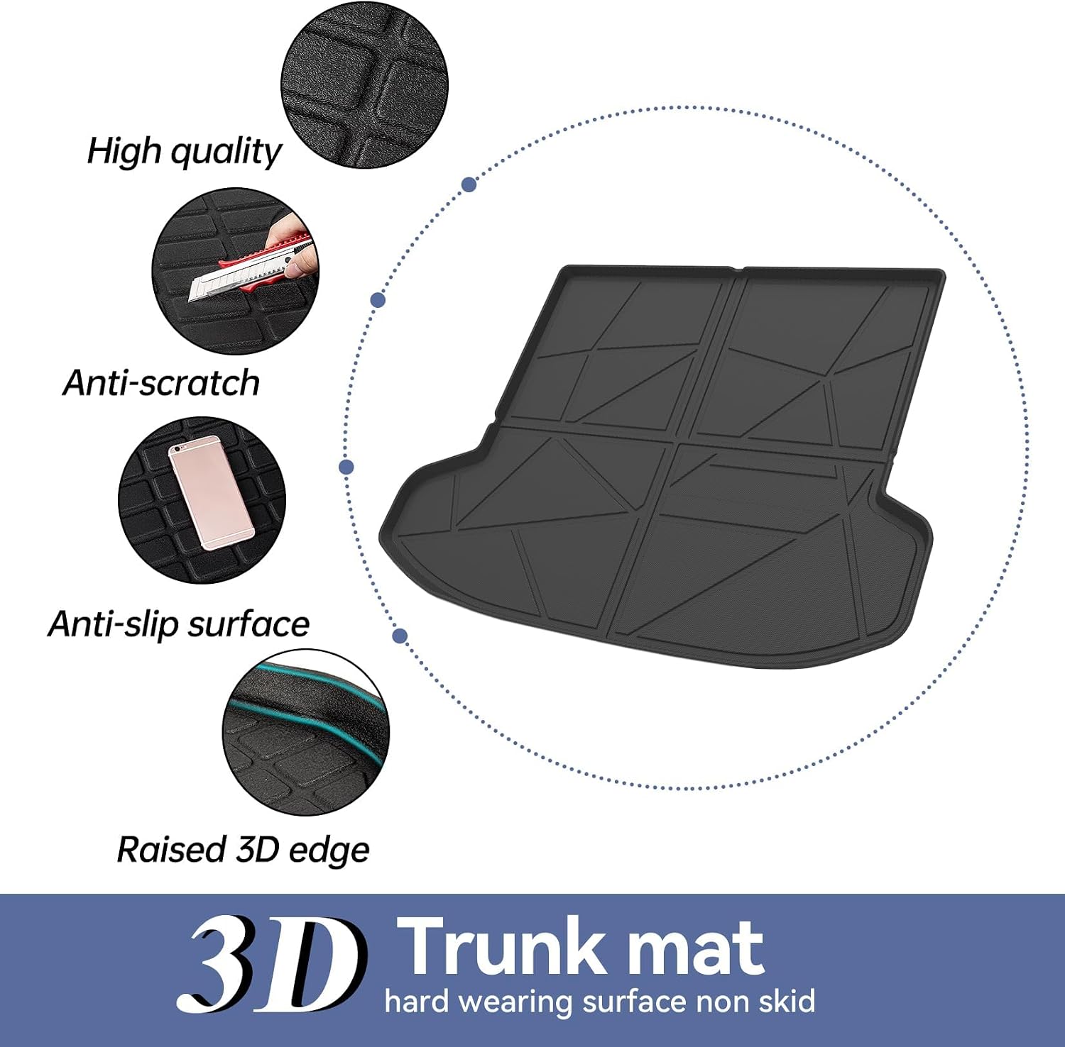 PSLER Cargo Mats Fit for 2023 2024 Kia Sportage (Only Fits with Subwoofer in Cargo Area) Cargo Liner Custom Trunk Mats for Sportage All Weather Trunk Liner Car Mats Floor Liners