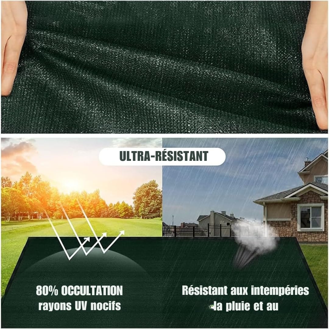 Brise Vue Jardin Vert 2 X 10 Metres +50 Colliers De Serrage Bache De Protection Exterieur pour Cloture De Jardin, Brise Vue Privacy 80%, Brise Vue Balcon Resistant Aux Intemperies