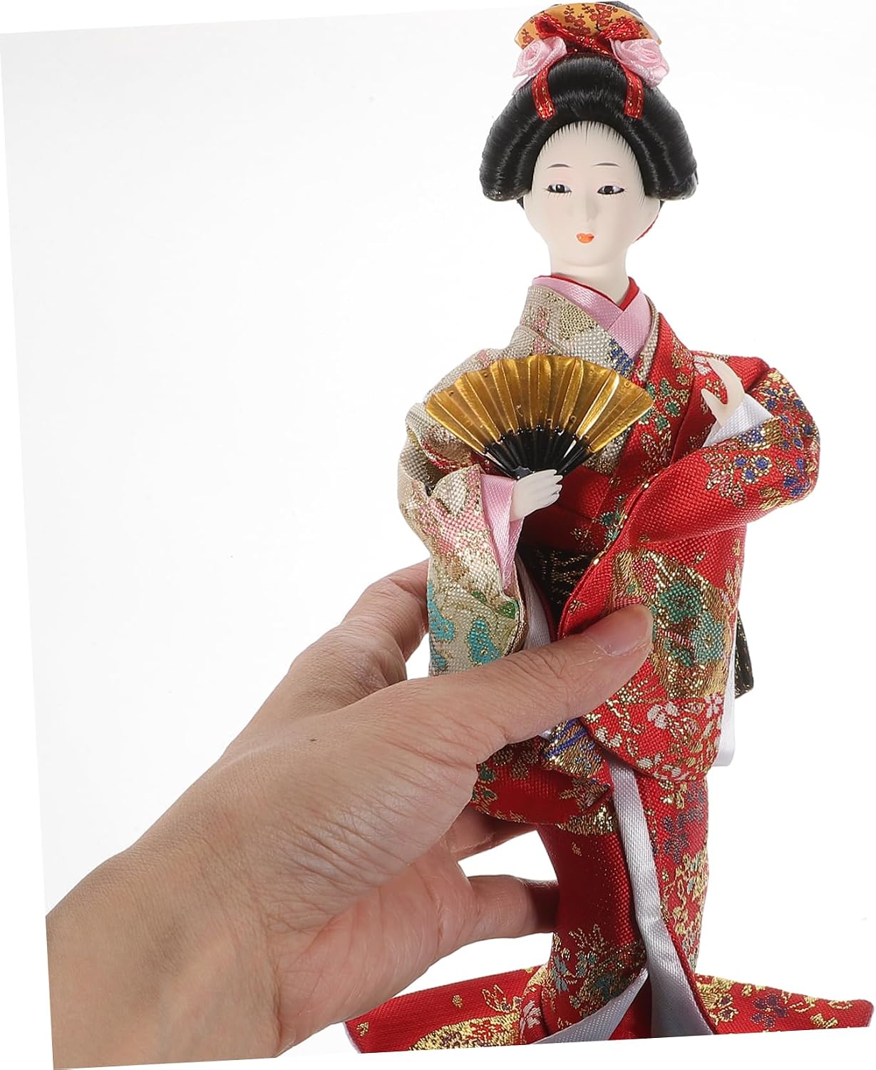 Cabilock 1pc Handmade Japanese Style Kimono Doll Silk Craft Desktop Ornament for Home Decor Unique Traditional Art Accessories for Collectors