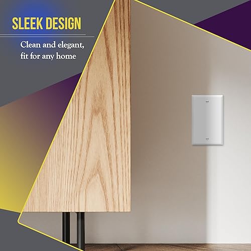 Miniatura 3 de ENERLITES 8801-W-10 unidades, 10 unidades, color blanco, para placa de pared, acabado brillante, tamaño estándar de 1 banda, 4.50 x 2.76 pulgadas,