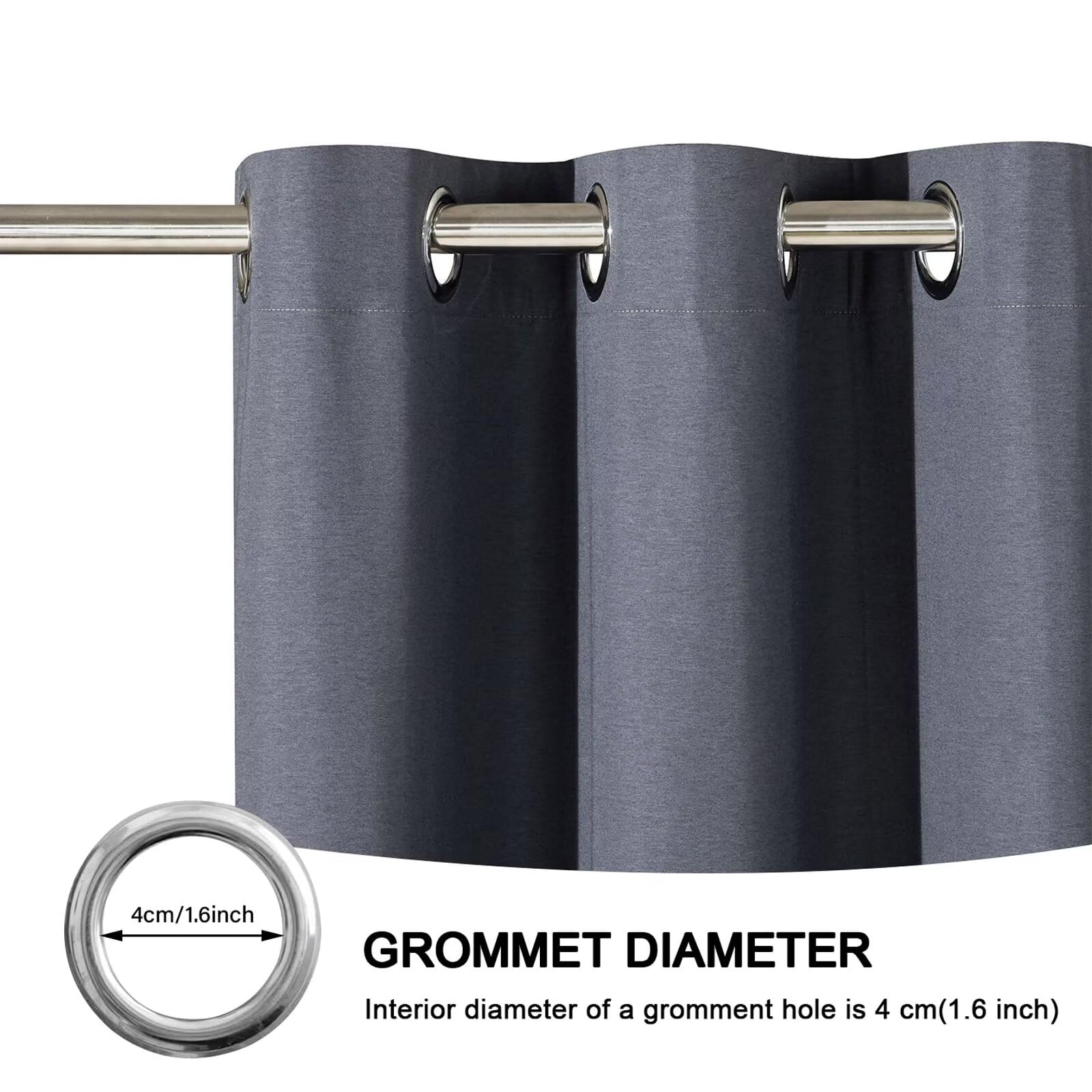 SSWH Rideaux Occultants Thermiques à Oeillets, Rideau Occultant Thermique Isolant Anti UV, Rideaux Opaque Draperies Unis pour Chambre et Salon (Gris, 107 x 244cm)