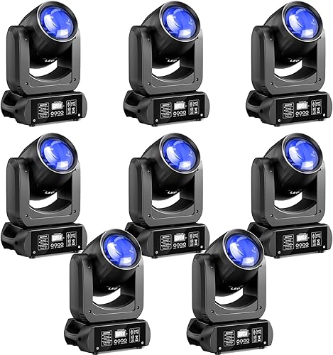 Vista 15 de U`King Luces de cabeza móvil de haz de 150 W, estroboscópico/haz/foco/iluminación de escenario de lavado, 8 gobos y 8 colores con DMX para bodas
