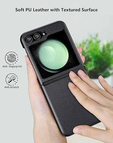 Miniatura 4 de Funda para Samsung Galaxy Z Flip 5 con protección de bisagra, piel sintética + cubierta dura de PC Funda protectora delgada para Galaxy Z Flip5 -