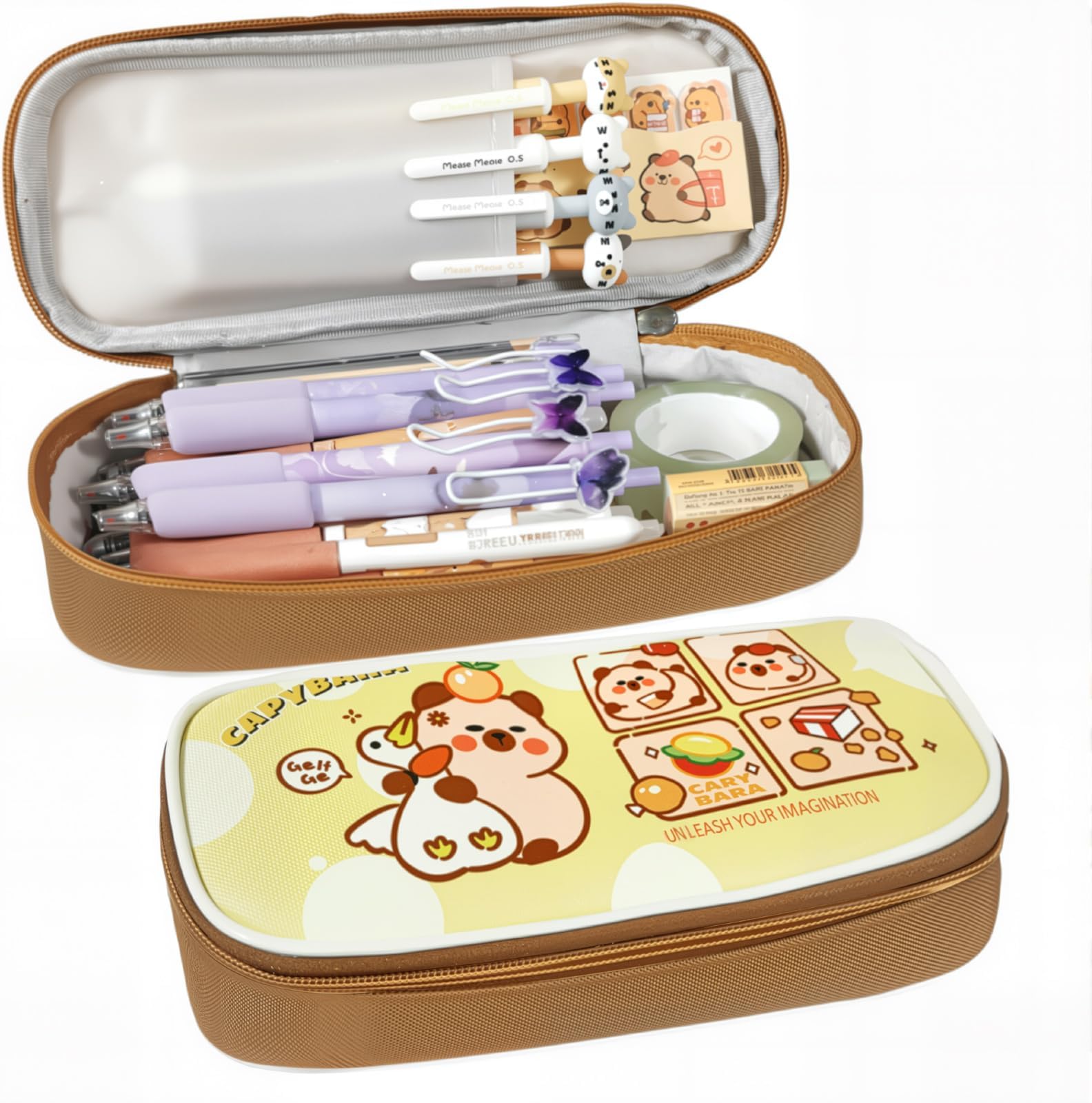 Cute Capybara Pencil Case,Large Capybara Pencil Pouch Stationery Pen Bag,Cute Kawaii Pencil Case Pouch Cartoon Pen Box Holder Organizer for Birthday Party Back to School Student Gift
