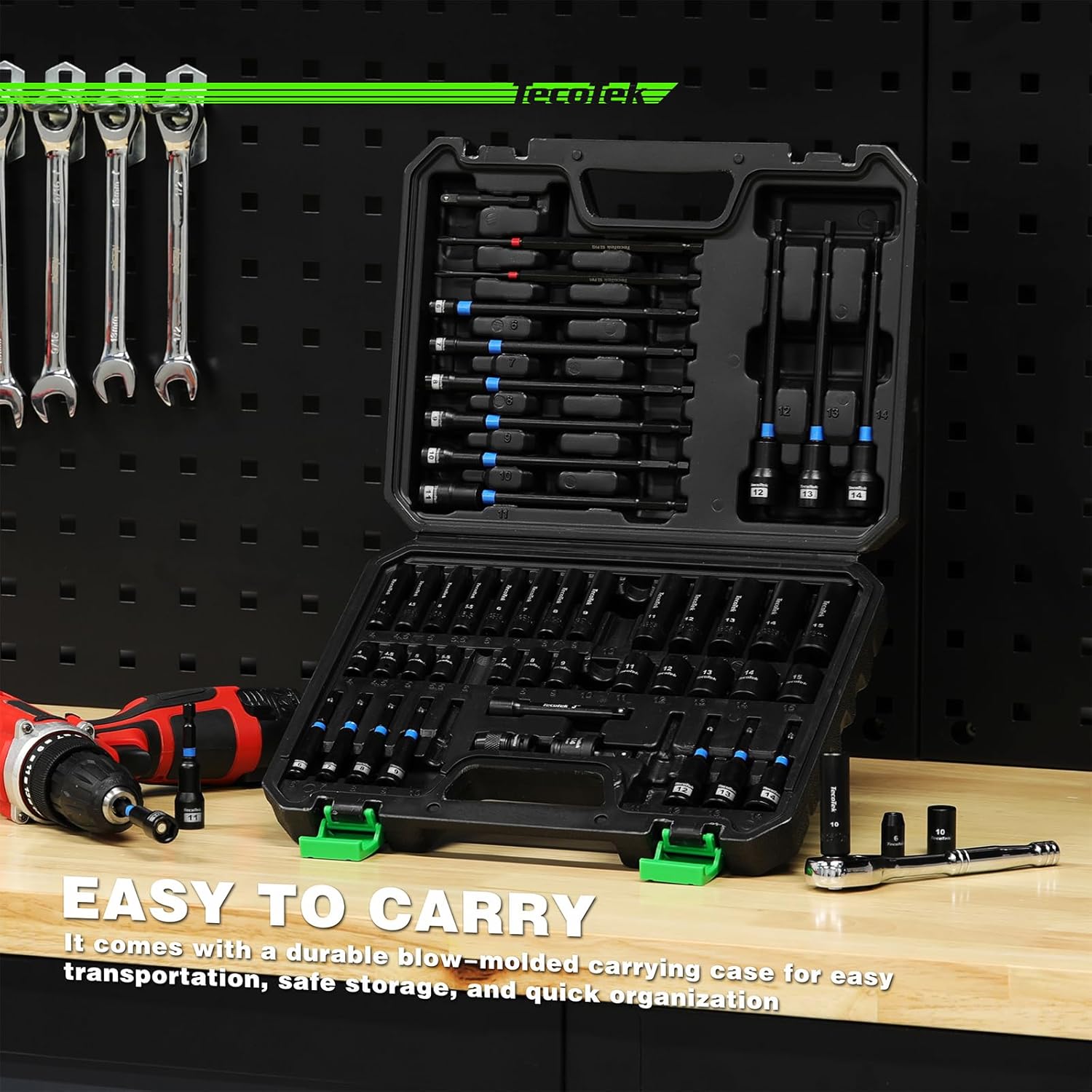 52PCS 1/4" Drive Impact Socket Set & Magnetic Nut Driver Set, Deep & Shallow Socket Metric(4-15mm), Metric Nut Driver Set(6-14mm) for 1/4" Quick-Change Hex Shank