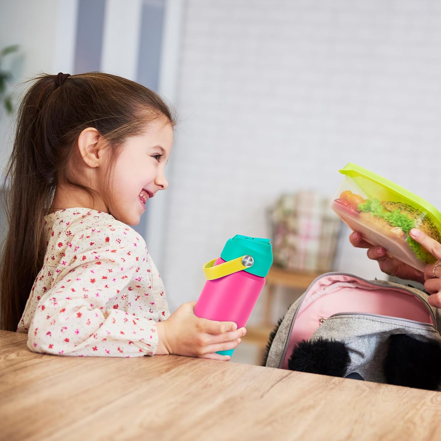 Kids Insulated Water Bottle with Straw Lid & Silicone Handle,12oz Kids Leak Proof Water Bottle for School Boys Girls,Double Wall Vacuum Stainless Steel with Non-slip Silicone Base(Rose Pink) - Image 8