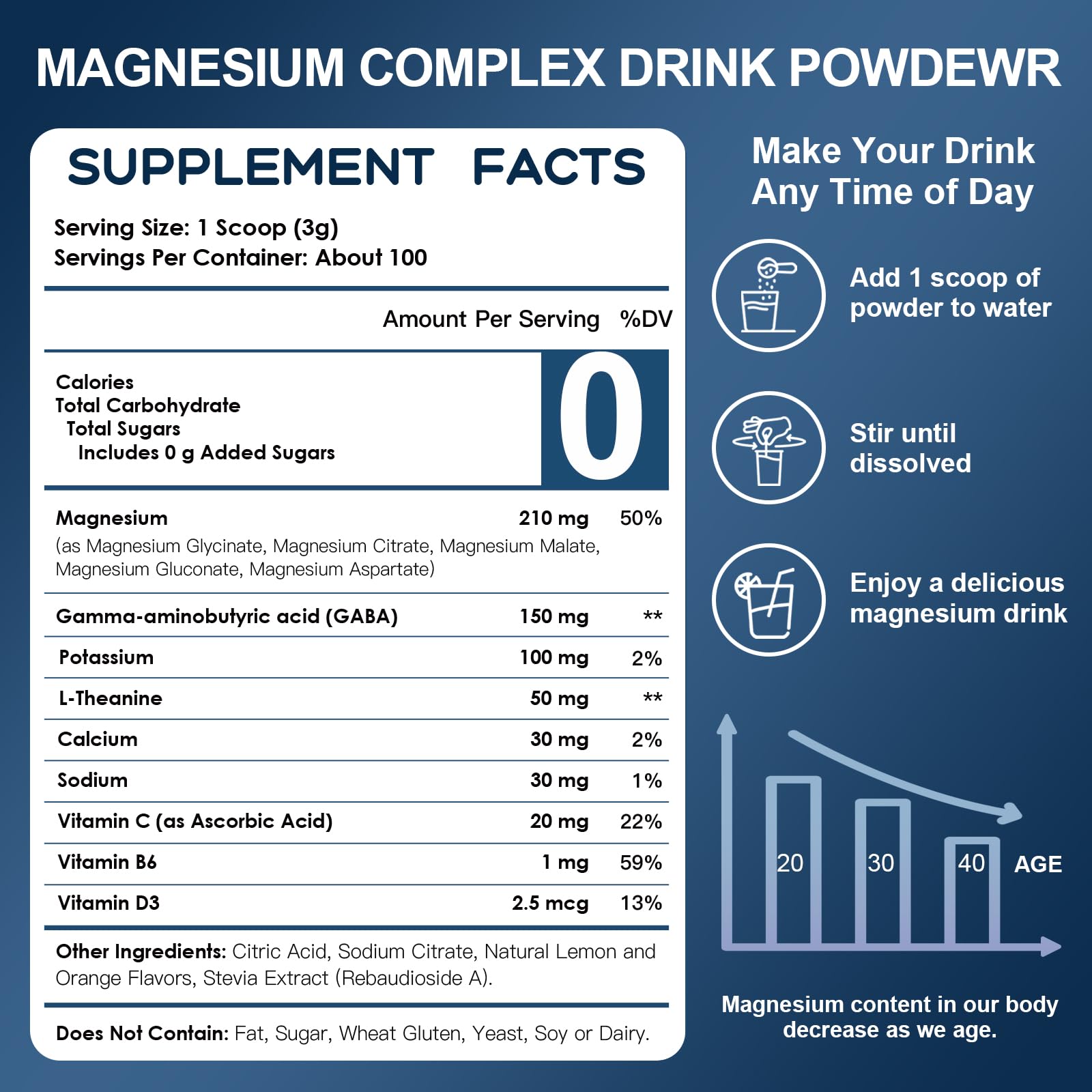 NATURE TARGET Magnesium Powder Supplement for Women & Men, 100 Servings — Amazon image 2
