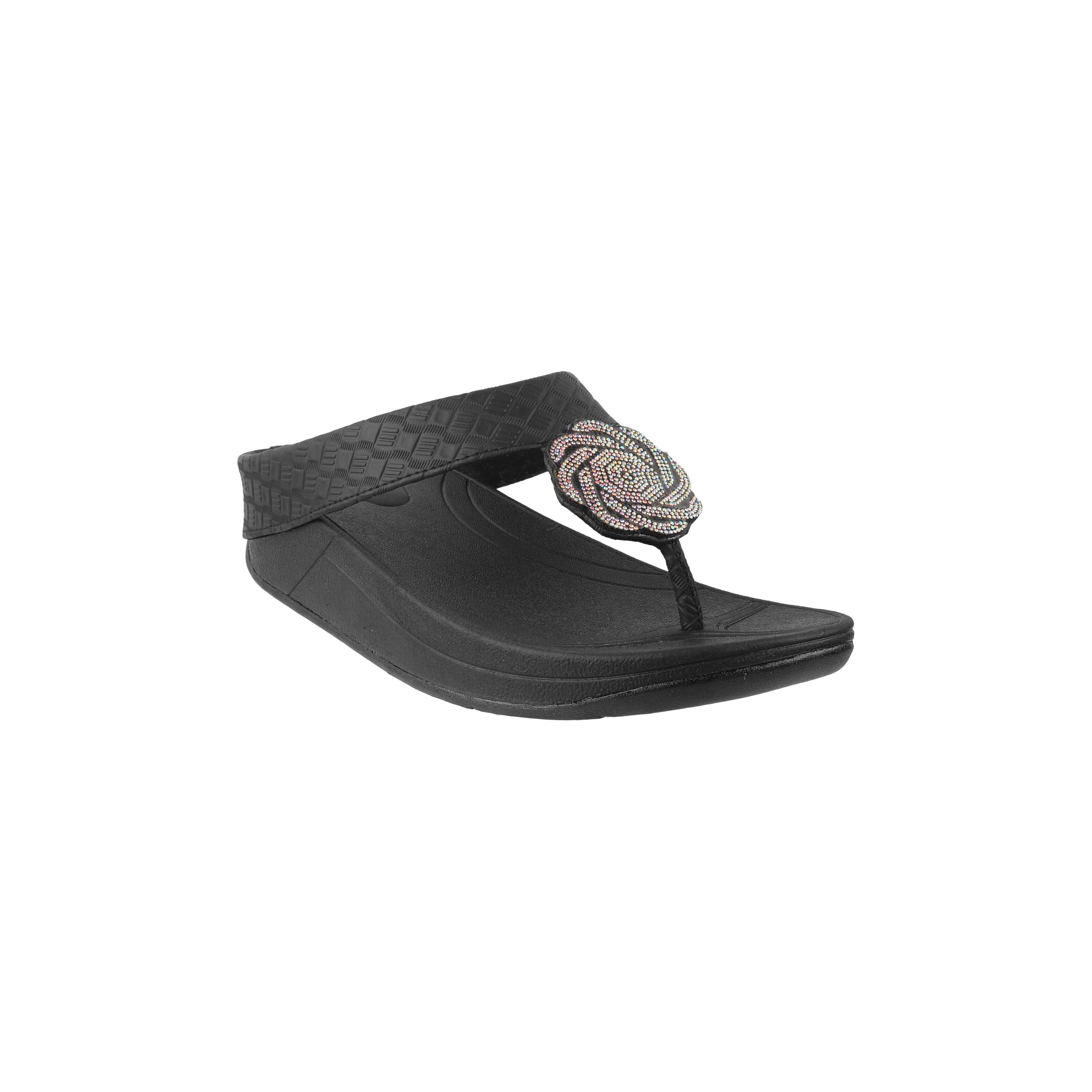 walkway Step into elegance with these Women's Slip-On Slippers featuring a beautiful floral design on the toe post. Perfect for adding a touch of charm to your casual outfits, these slippers offer-picture-14