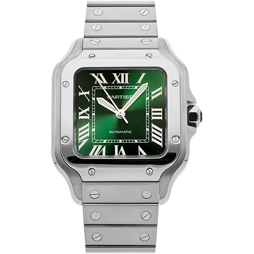 Cartier Santos Medium Green Dial Stainless Steel 41.9mm X 35.1mm WSSA0061 Full Set by Cartier