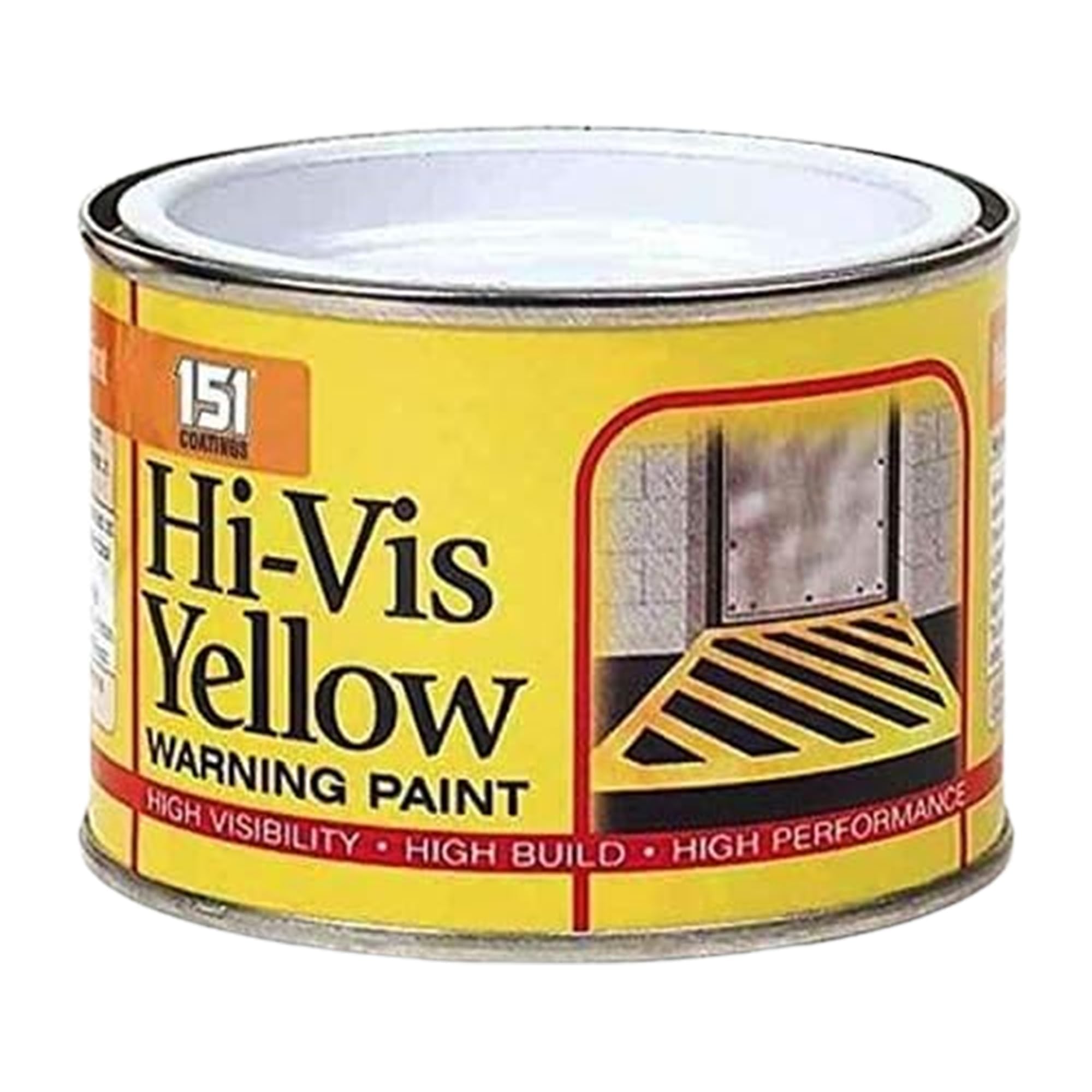 PEBBLE HUG 151 Coatings HiVis Yellow Warning Paint, High Visibility, High Build Paint Tin for Road, Highways, Pedestrian Markings (Pack of 1, 180 ML)