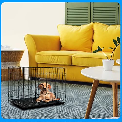 Miniatura 6 de Tandefio Paquete de 2 paneles divisores de jaulas para perros de 48 pulgadas, divisor ajustable de metal para perreras para perros grandes, medianos