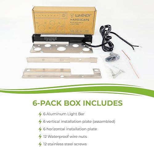Miniatura 4 de LUMENGY Luz LED Hardscape de 7 pulgadas, 1-3 vatios regulable, función fácil de reemplazar, 3 placas de montaje para paredes de contención e
