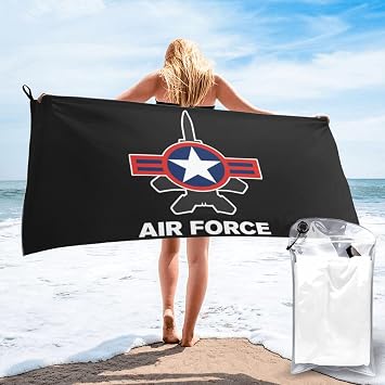 Air Force with F15 Jet and Vintage Roundel Quick Dry Bath Towel, Ultra-Absorbent Lightweight Towel, Fast-Drying Soft Towel for Bathroom, Travel, Gym & Beach 31.5"x63"