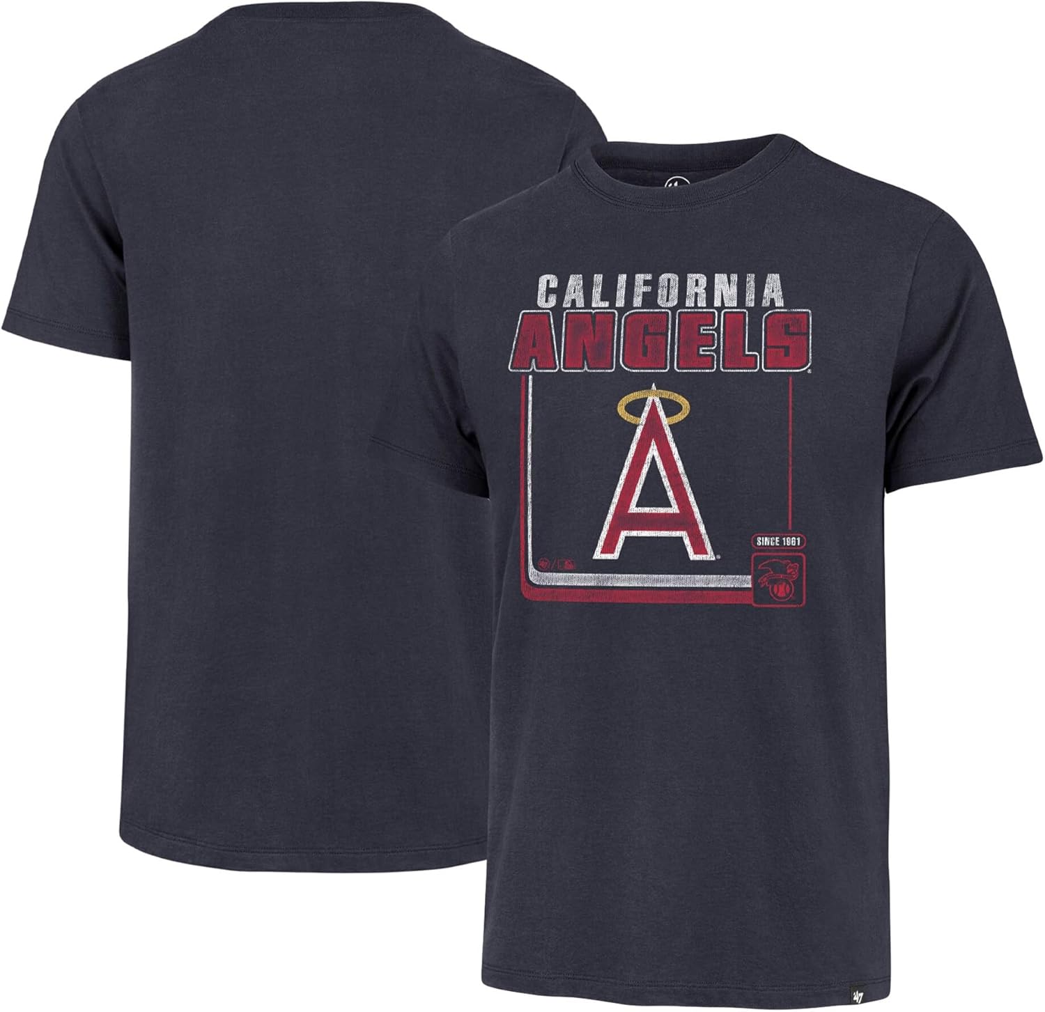 47 Brand MLB Men's Borderline Franklin Cooperstown Team Color Wordmark Primary Logo Short Sleeve Baseball T-Shirt