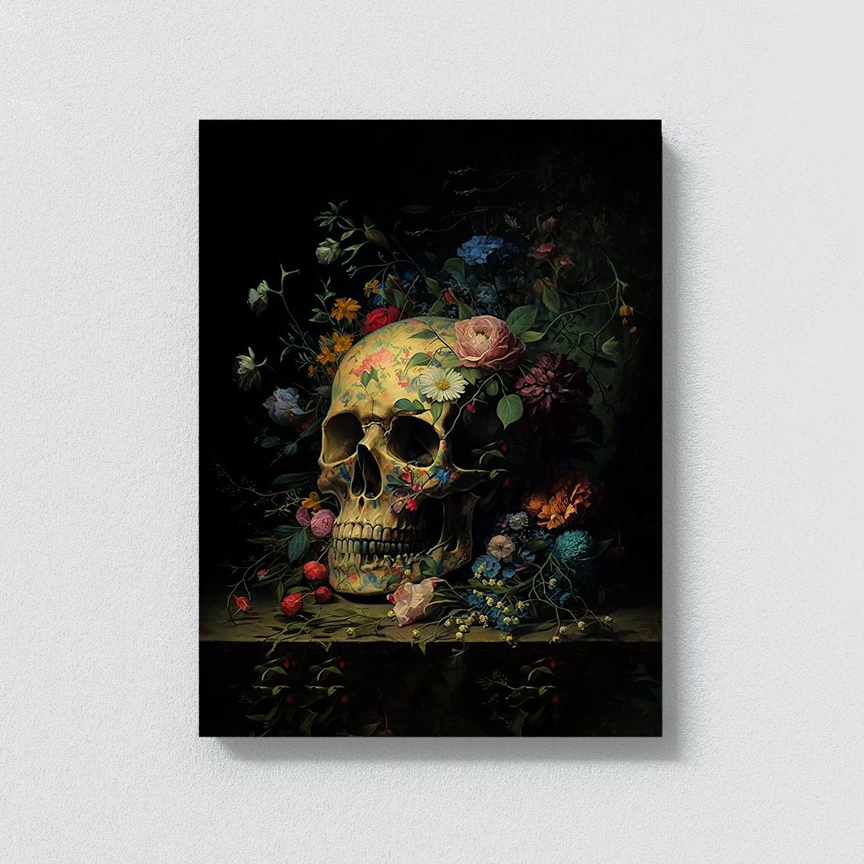 Amazon.co.jp: Sense Canvas Skull Vintage Skull Flowers 68