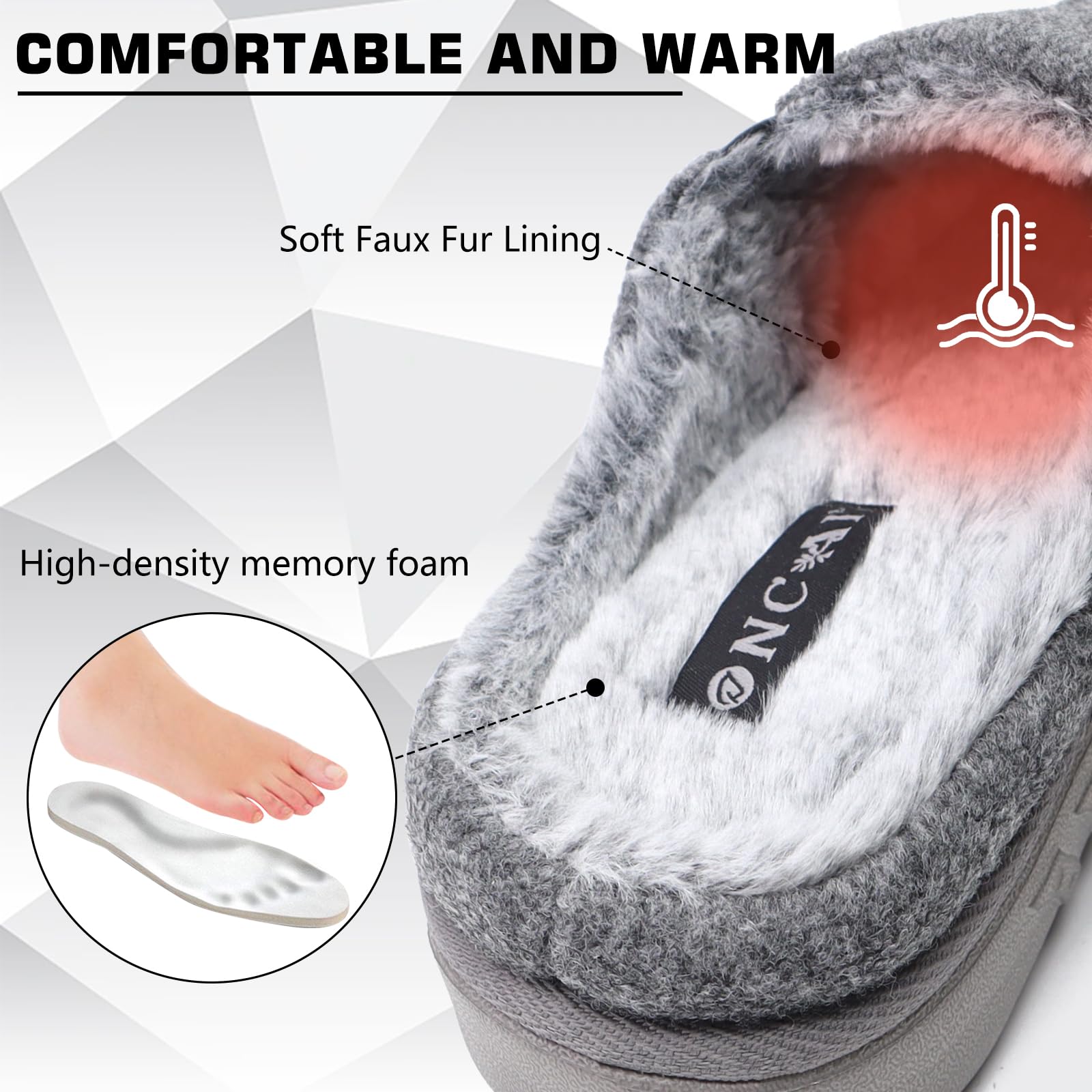 ONCAI Hombre Zapatillas de estar por casa,Zapatillas Familiares Con Suela de Goma Sentro y Fuera de la Sala de Espuma de Memoria de Alta Densidad de Lana y Algodón (EU Talla 6-14)