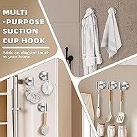 Vista 3 de Suction Cup Hooks for Shower - Bathroom Reusable Hooks for Towels, Robes & Loofah - No-Drill Mounting on Kitchen,Walls,Metal,Glass,Mirrors,Tile &