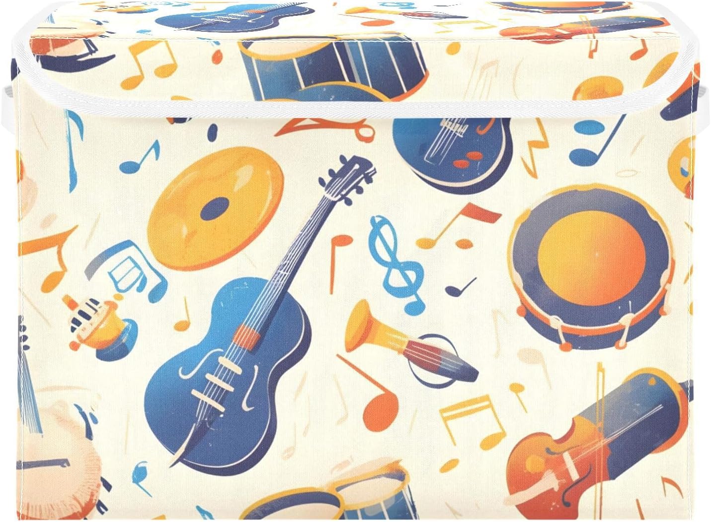 Guitar and Cello Lidded Storage Bins with Handles - 16.5"x12.6"x11.8" Foldable Organizing Box, Oxford Fabric & Honeycomb Board, Dust-Proof Flip Lid for Closet/Office