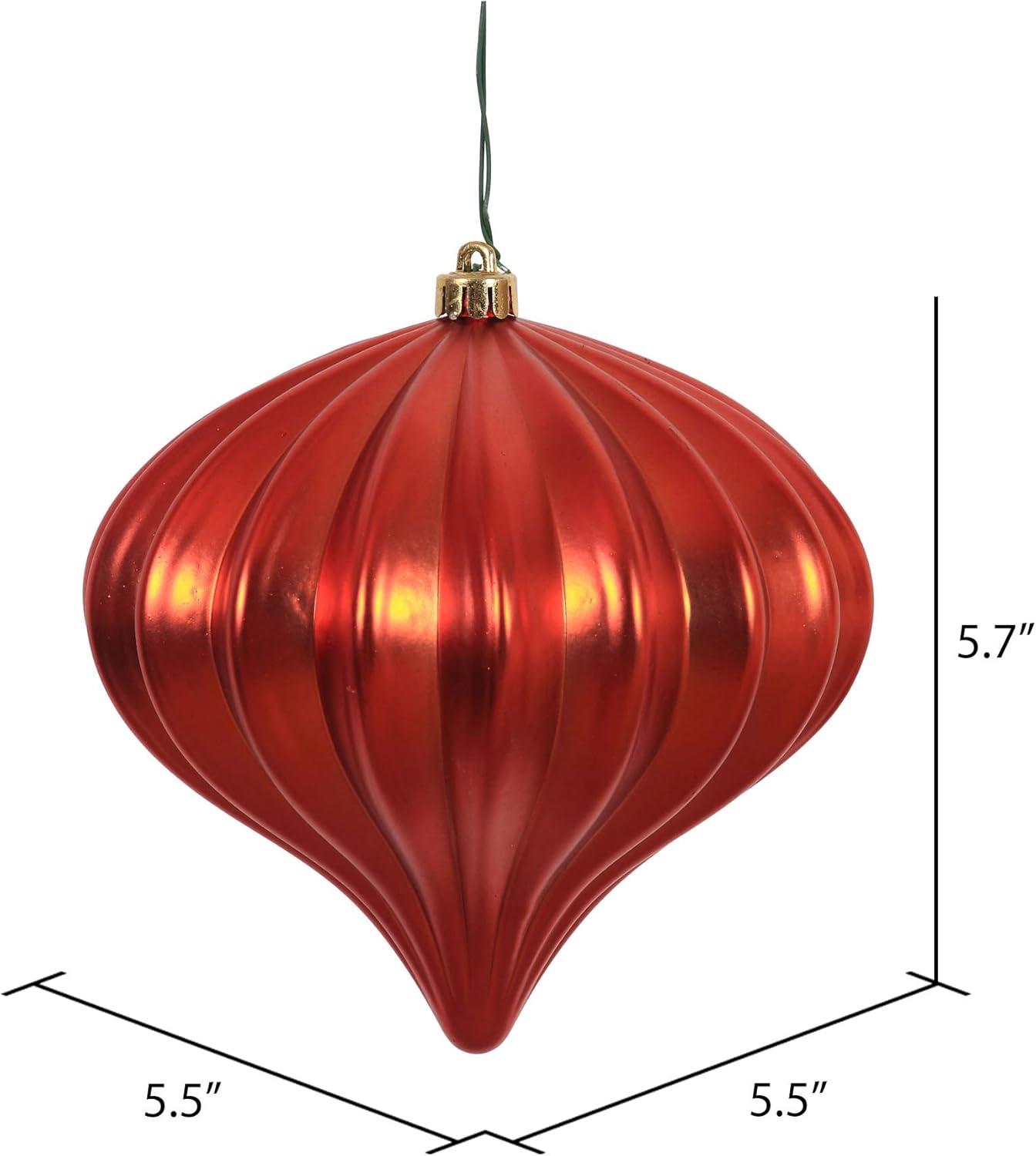 Vickerman 5.7" Red Matte Onion Christmas Ornament, UV Treated, Set of 3