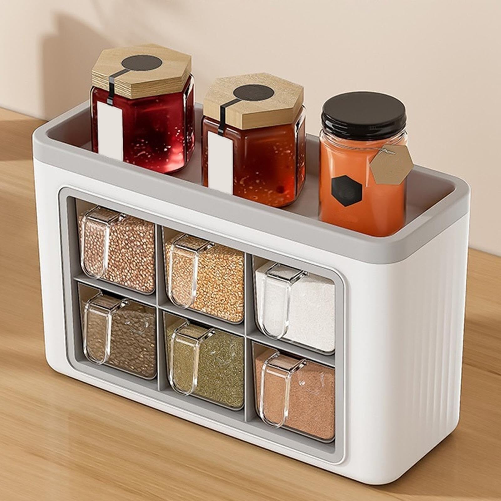 Porta Spezie Da Cucina - Porta Spezie Da Parete, Scatola Adesiva For Spezie | Contenitore Trasparente For Sale E Zucchero, Contenitore Ajinomoto, Porta Spezie Portatile Con