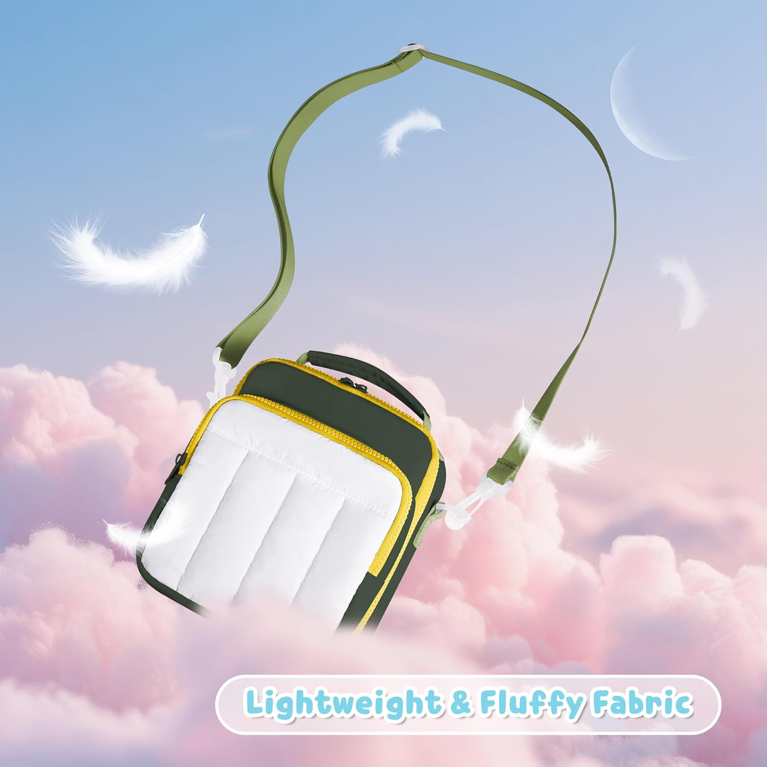 LoDrid Portable Carrying Case Compatible with Yoto Mini Audio Player (2024 Edition), Card Holder Hold up to 36 Cards, Puffy Storage Bag with Adjustable Shoulder Strap for Travel, Green, Bag Only - Image 4