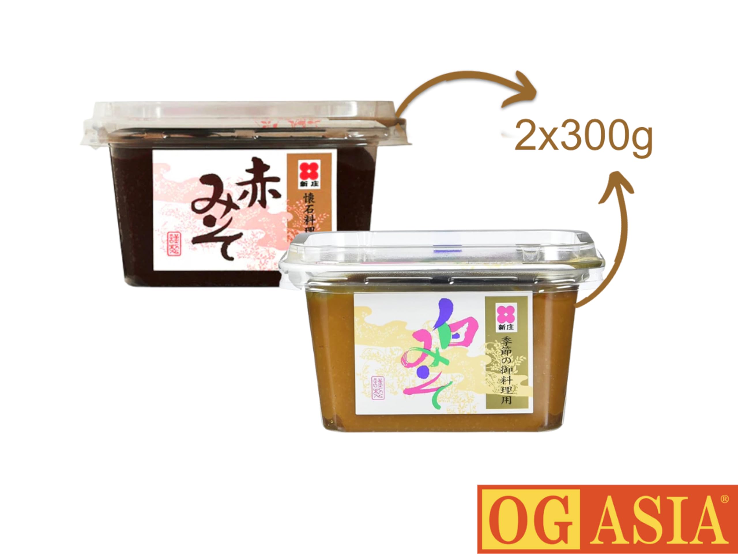 SHINJYO Miso Paquete doble – Pasta de miso oscuro y claro – Shiro & Aka – Paquete doble original Japón – OG ASIA – 600 g