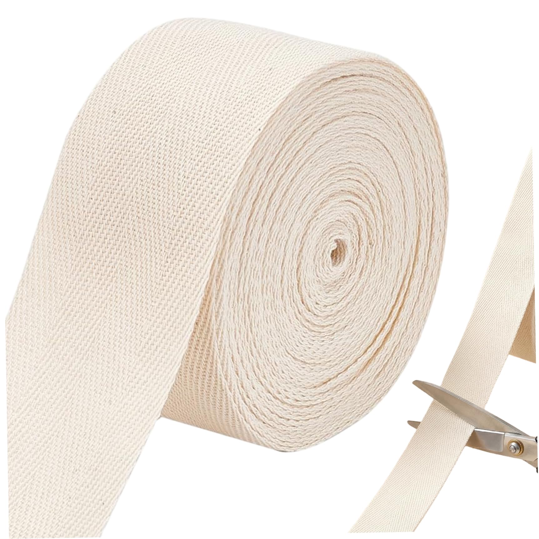 Cotton Twill Tape, 2 Inch x 10.94 Yards Twill Tape Ribbon for Binding, Straps, DIY Crafts and Sewing Projects