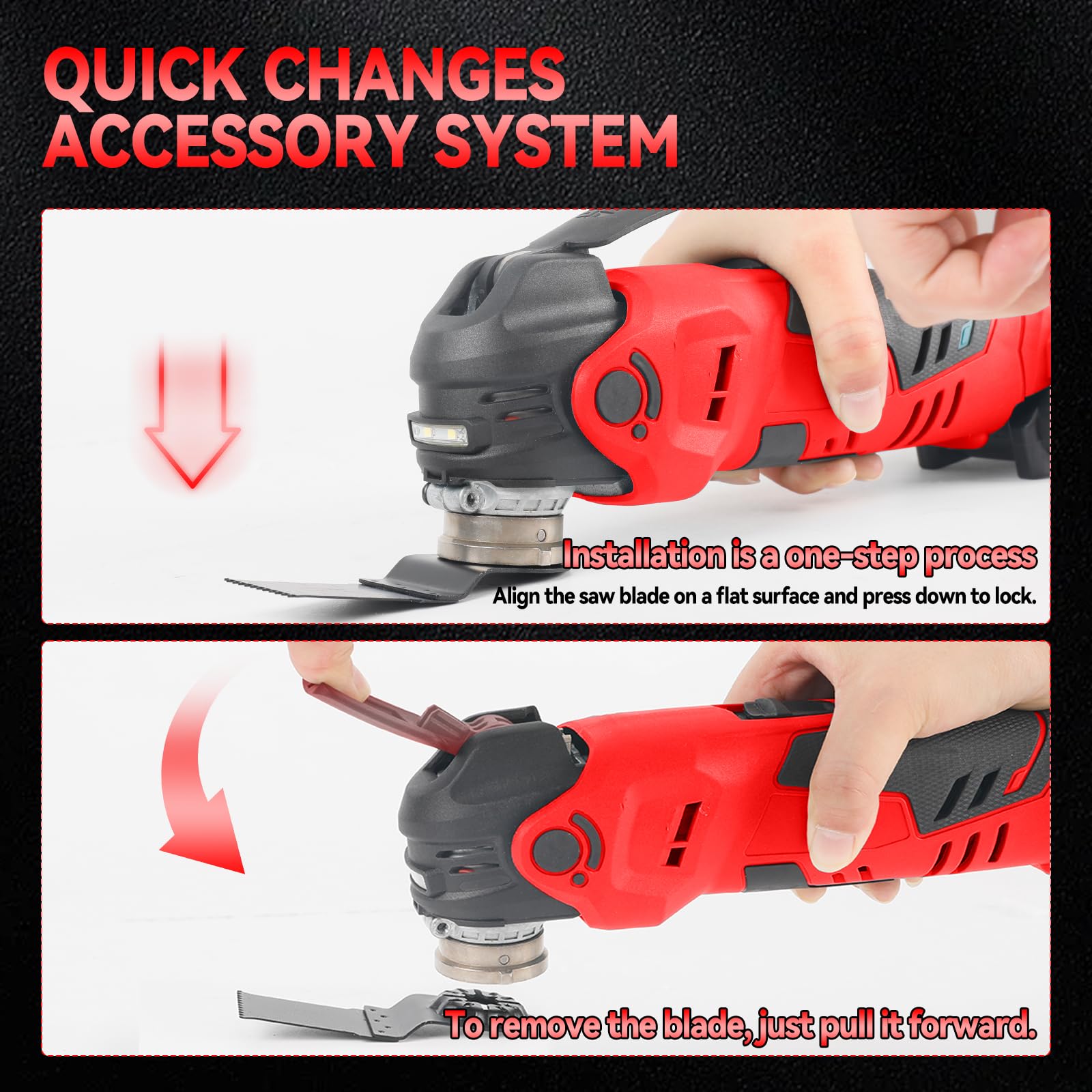 Utensili oscillanti multifunzione per batteria Milwaukee 18 V, strumento oscillante senza spazzole con accessori da 22 pezzi, 5 velocità variabili, angolo di oscillazione 4° (senza batteria)