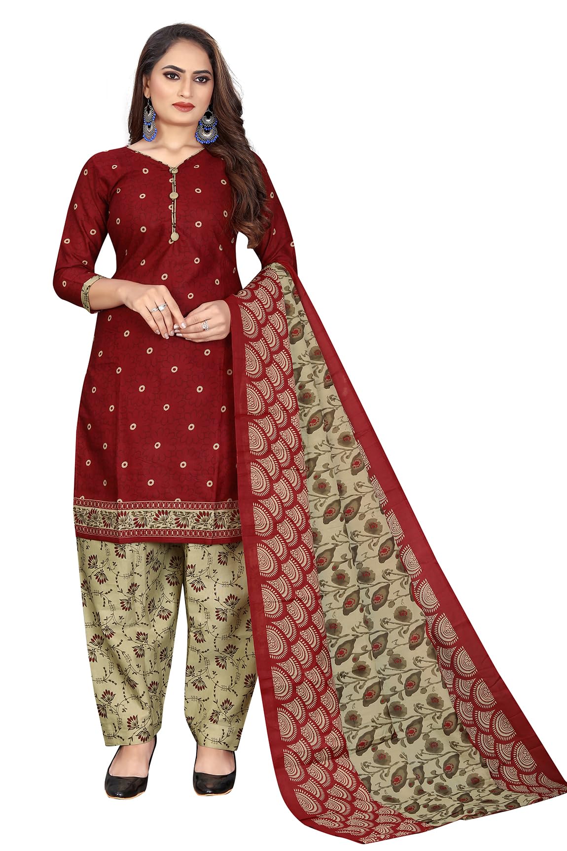 Maroon Cotton Printed Ready to Wear Patiala Salwar Suit (Readymade_RW4088-P)-image-35