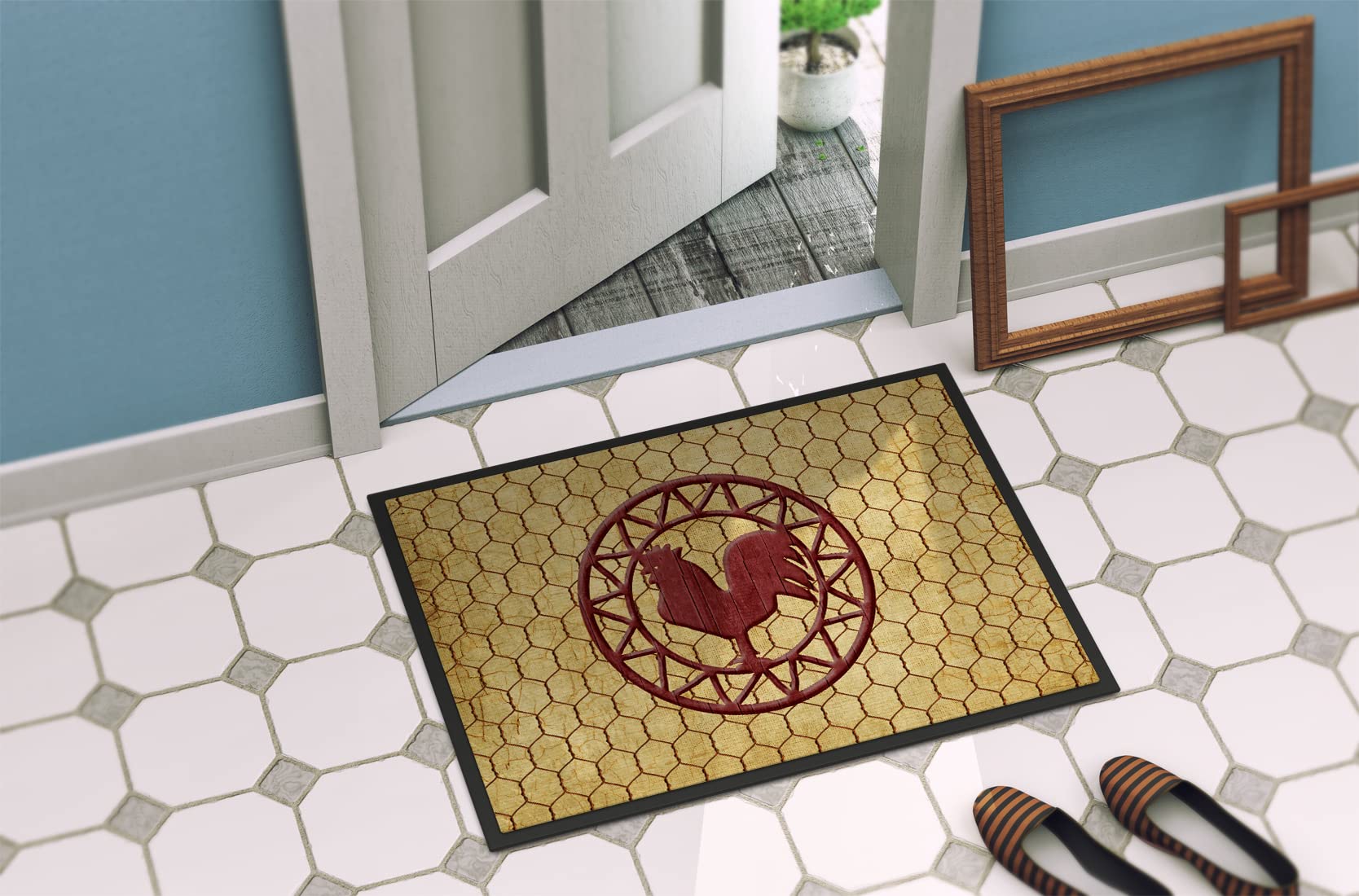 tesori dell' Caroline Rooster pollaio Tappetino per Interni o Esterni, Multicolor, 18" x 27"