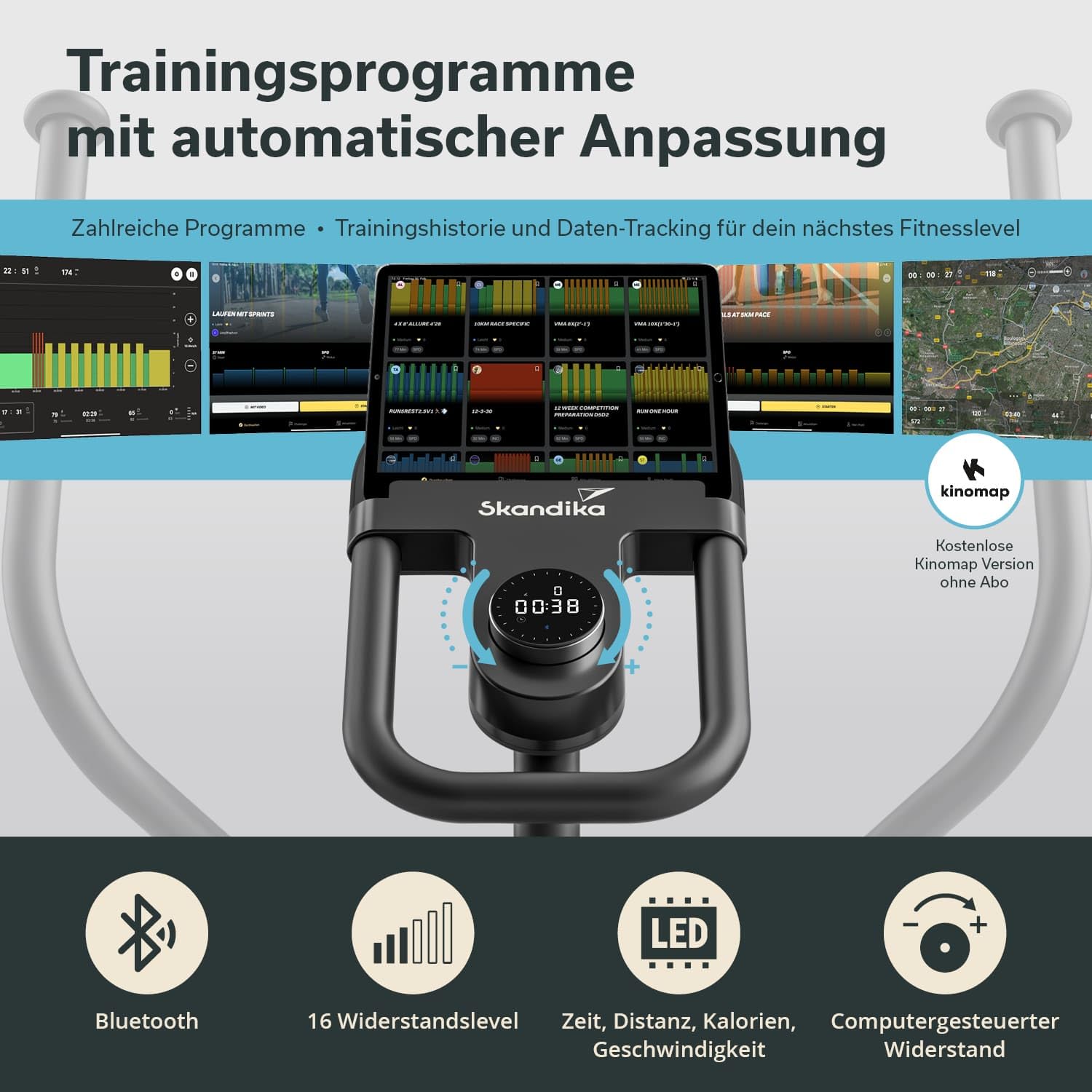 Skandika Crosstrainer Carbon P24-RG | Ellipsentrainer leise ohne Strom mit Generator, 16 Widerstandsstufen, bis 150 kg, computergesteuert, elektronischer Widerstand, Ellipsen Crosstrainer für Zuhause