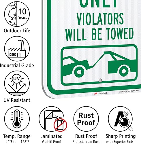 Miniatura 5 de SmartSign Letrero con texto en inglés "Resident Parking Only, Violators Towed"  12 x 18 pulgadas, aluminio reflectante de grado diamante 3M