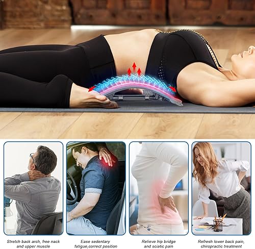 Miniatura 2 de Lxheir Camilla de espalda térmica para aliviar el dolor de espalda baja, galleta de espalda de varios niveles con alfombrilla térmica de terciopelo