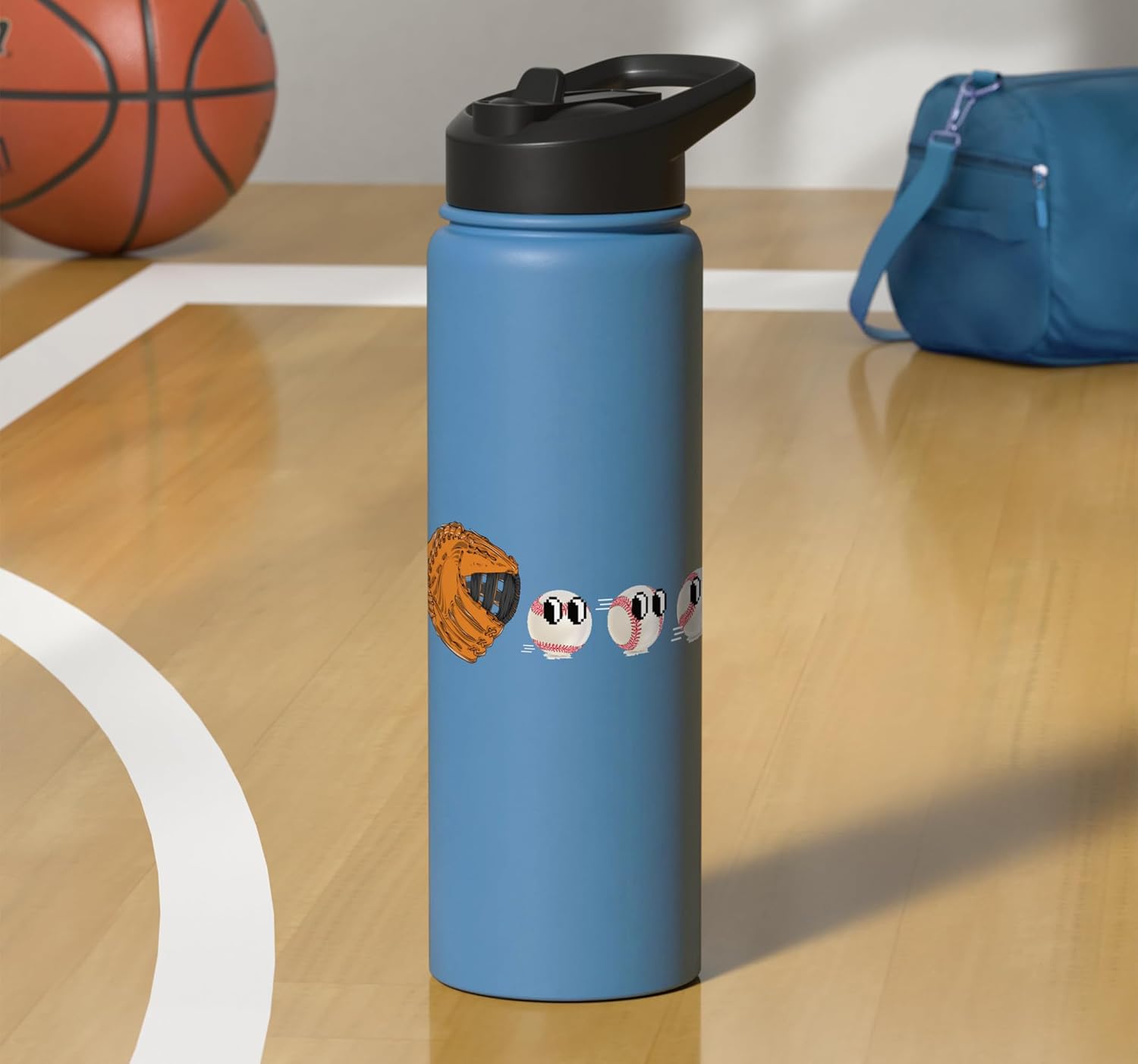 Funny Men Boys Baseball Catcher Stainless Steel Insulated Water Bottle - Image 7