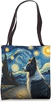 Vista 1 de Stellar Canine Dreamscape Border Collie Starry Night Tote Bag