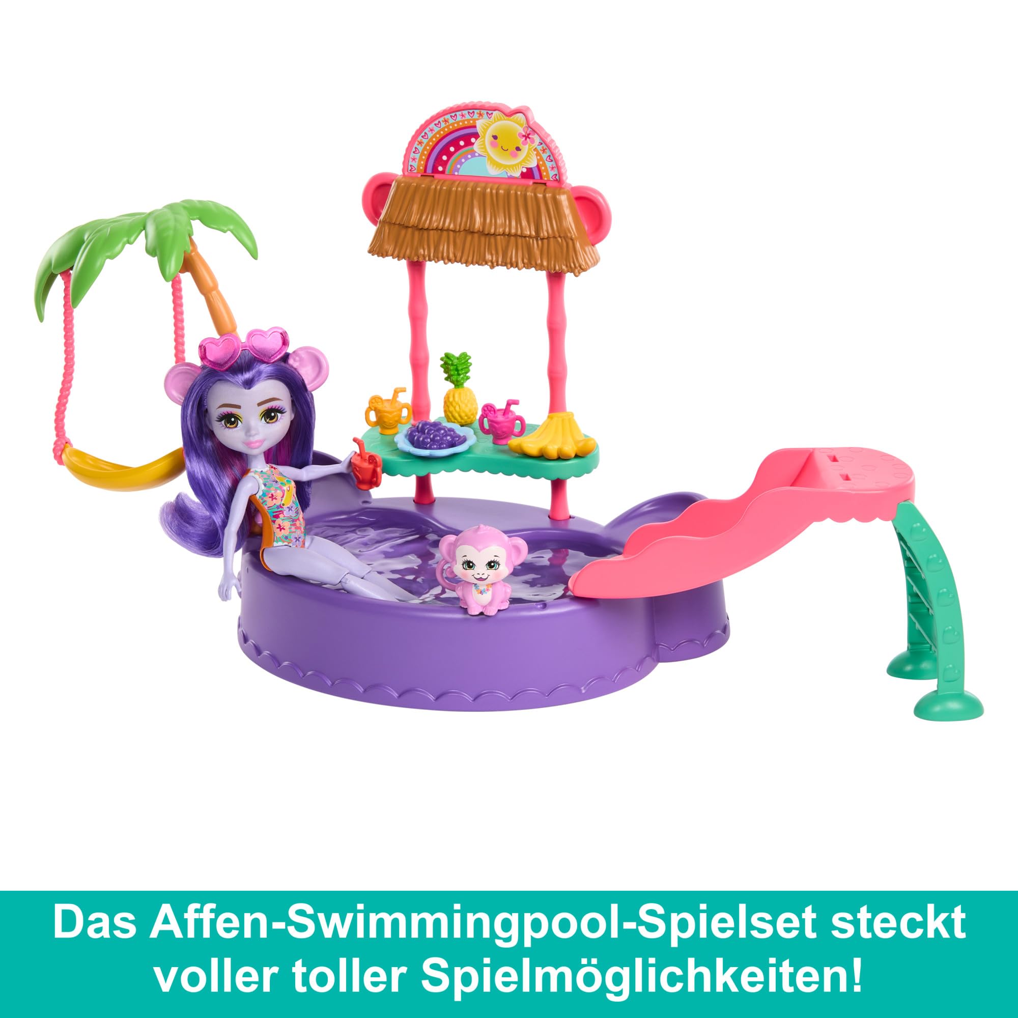 Enchantimals-Piscine singe-Coffret poupée et accessoires HTW73, Monito Splash in the Pool - Image 3
