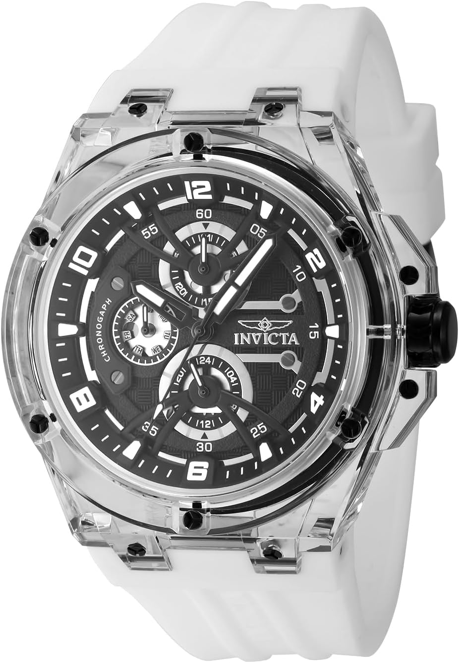 Invicta Racing Men 46mm Plastic White Black dial VH67 Quartz