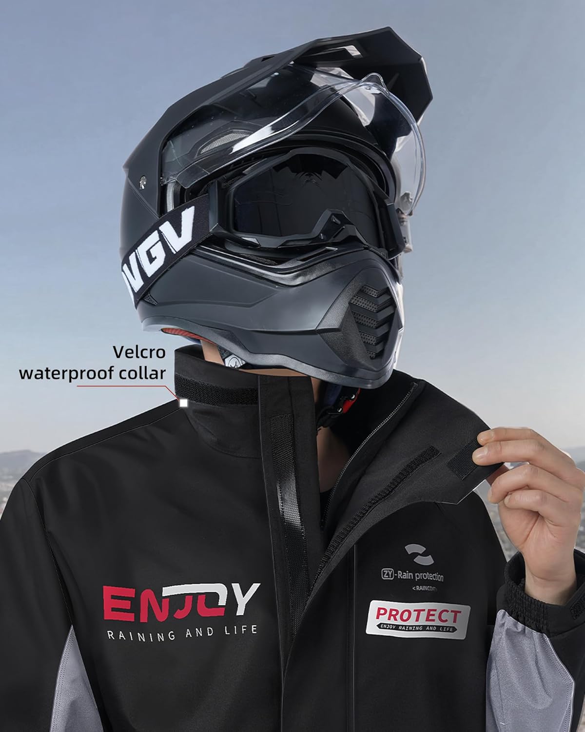 Packable Rain Suit Men's Lightweight Waterproof Rain Jacket and Pant Outdoor Raincoat with Hood Windbreaker Black - Image 3