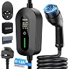 EzGoGo EV Charger Cable Type 2 to 3 Pin Plug 20Ft/6.1M Electric Car Charger 3kW, [6/8/10/13A] Type 2 Charging Cable 3 Pin EV Charger IP65 Advanced Protection Suitable for EVs & PHEVs