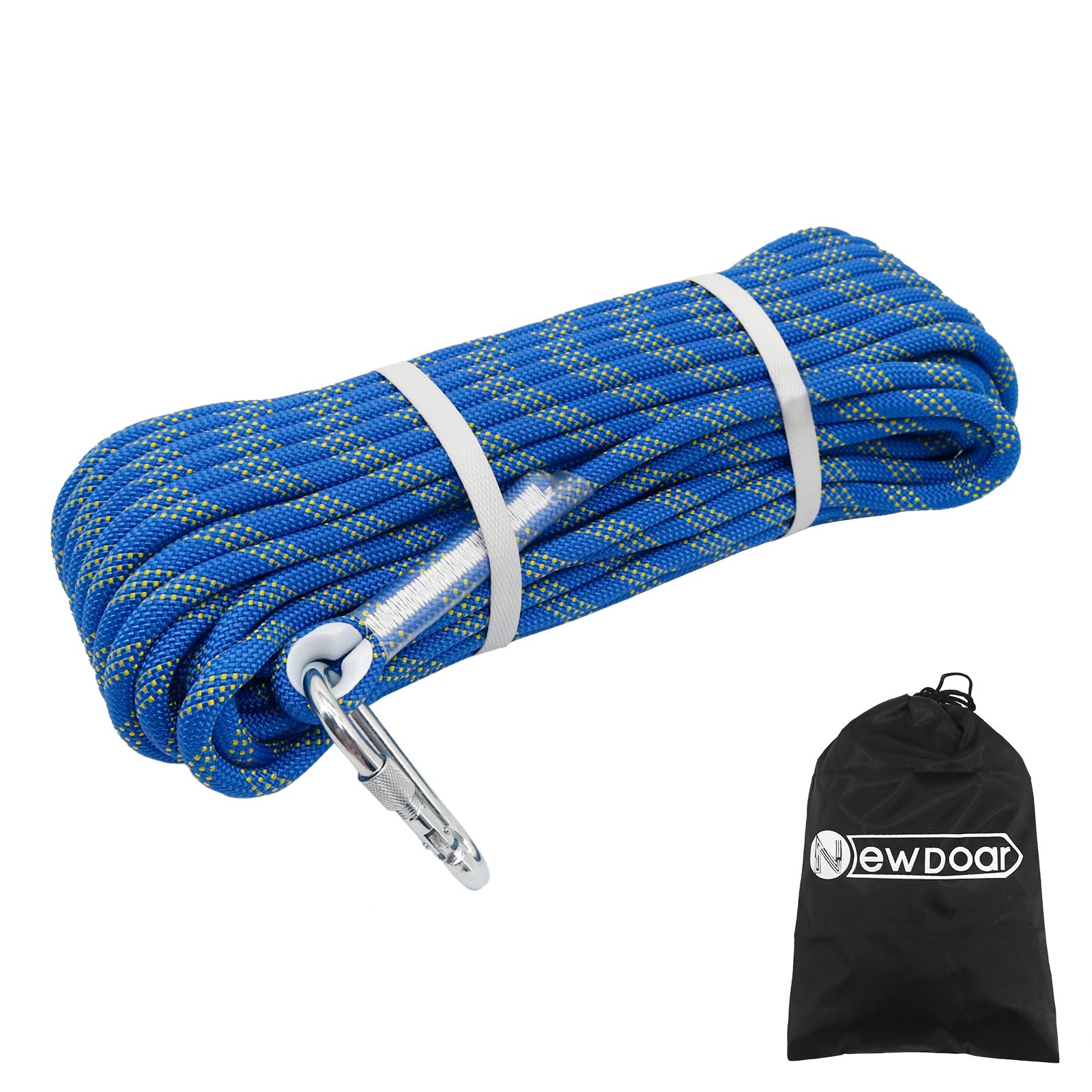 NewDoar 3/8in(10mm) Marine Braided Dock Rope with Hook - Heavy Duty Polyester Mooring/Towing/Anchor Line for Boat, Yacht, PWC- Pre-Spliced Stainless Steel Hook Blue-30M
