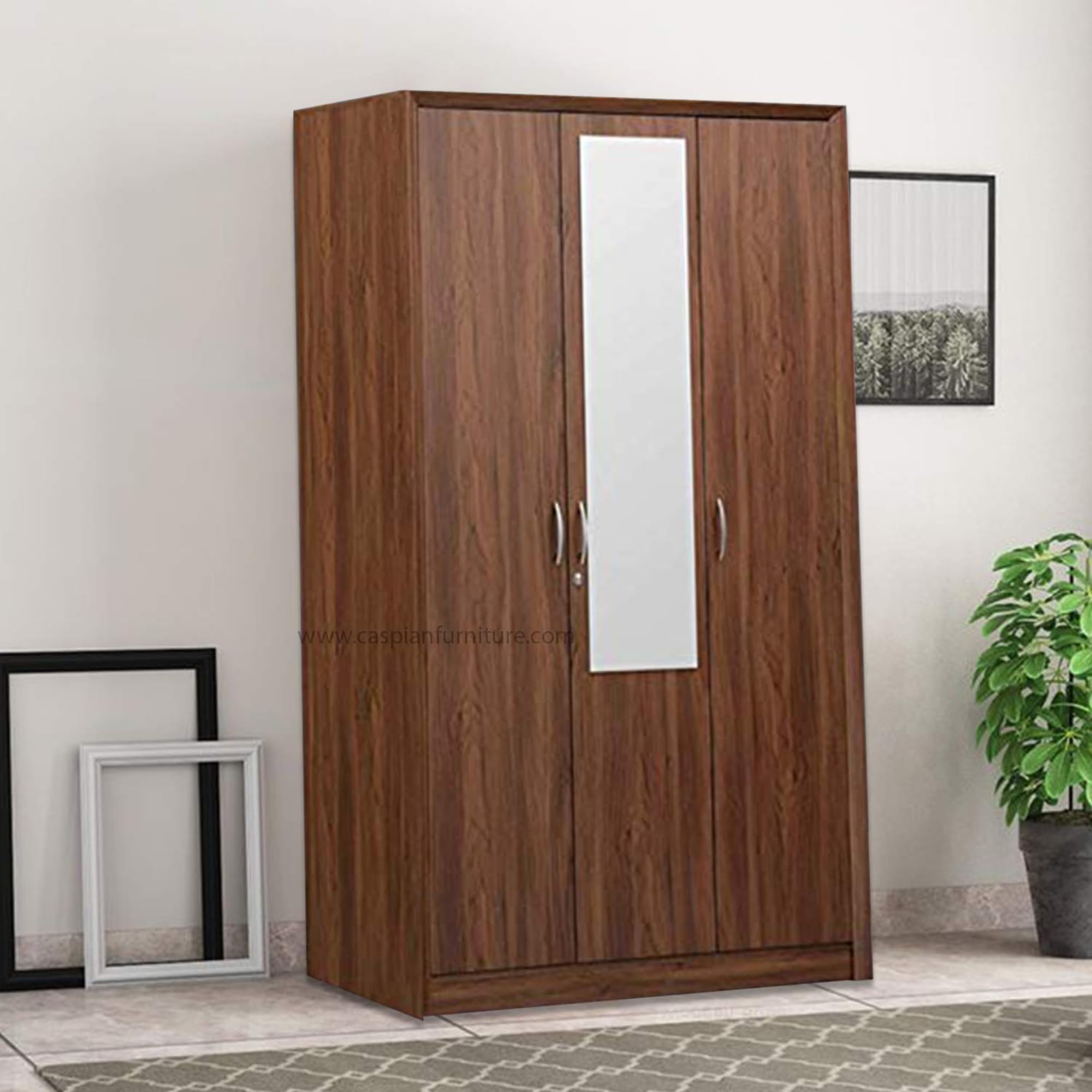 CASPIAN Engineered Wood Triple Door Wooden Wardrobe (Brown) | Furniture with Dressing Mirror & Key Locker | Cupboard/Almirah for Bedroom Clothes Storage Organizer with 11 Shelves & Drawer-picture-17