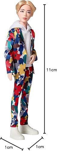 Miniatura 6 de Mattel BTS - Muñeca de moda Jin de 11 pulgadas, basada en la banda global de chicos de Bangtan, figura altamente articulada, juguete para niños y
