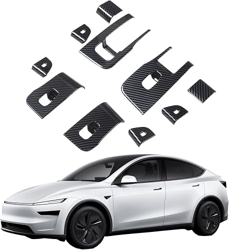 Carbon Fiber Door Switch Panel Cover Trim Decoration for Model 3 Highland 2026 2025 2024 Window Control Button Trim Accessories
