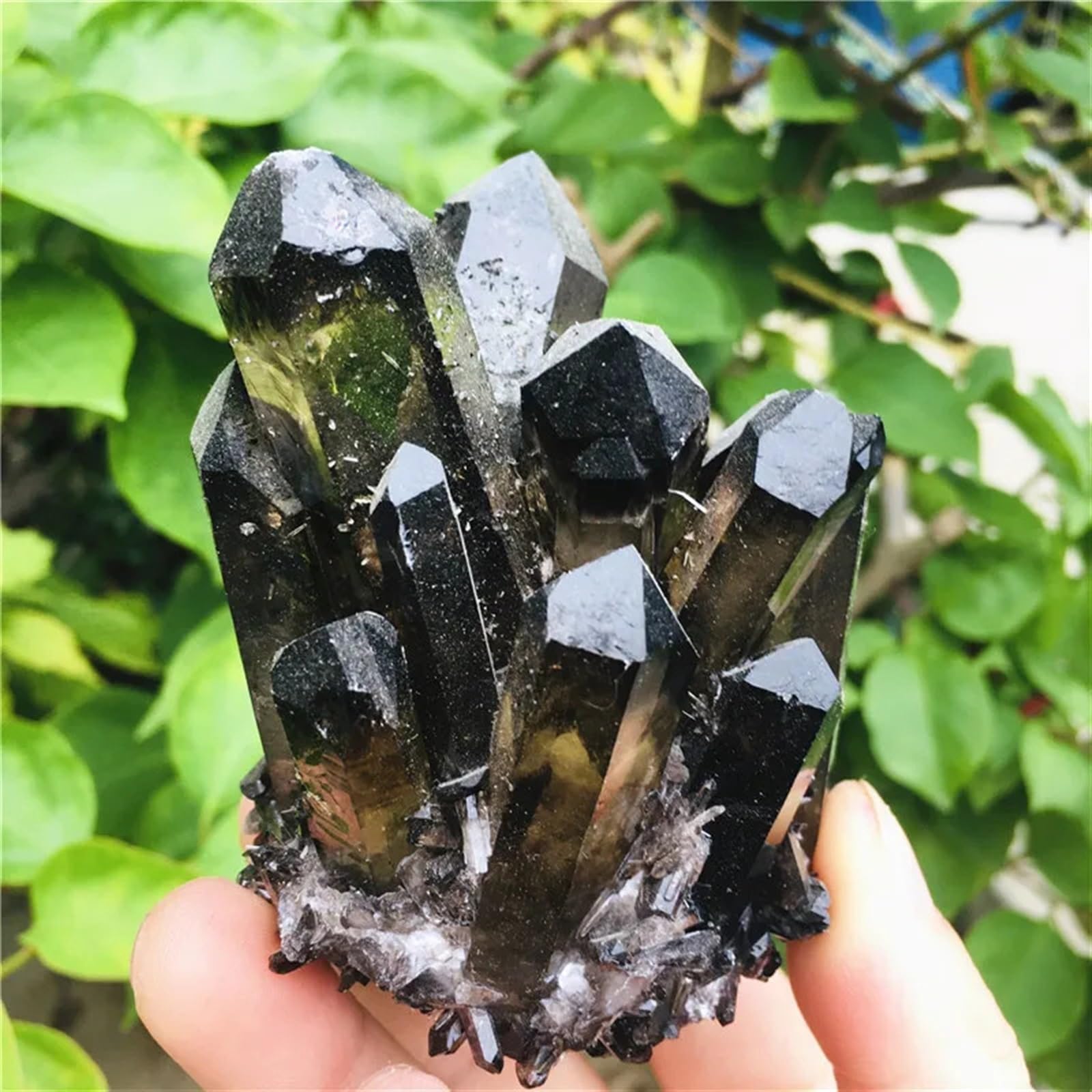 Black Phantom Quartz Crystal Cluster Ornaments (Size : 300-400g)
