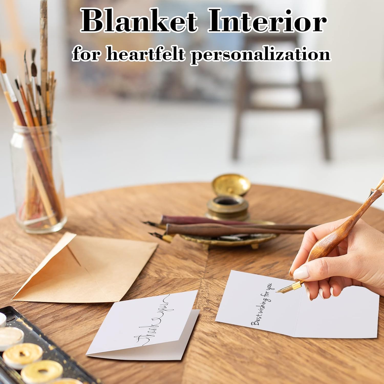 Teling 200 Set Thank You Cards with Envelopes Bulk, 6 x 4 Inch Blank Thank U Greeting Notes with Brown Kraft Envelopes Stickers Thankyou Card Set for Graduation Wedding Birthday Baby Shower(White) - Image 5