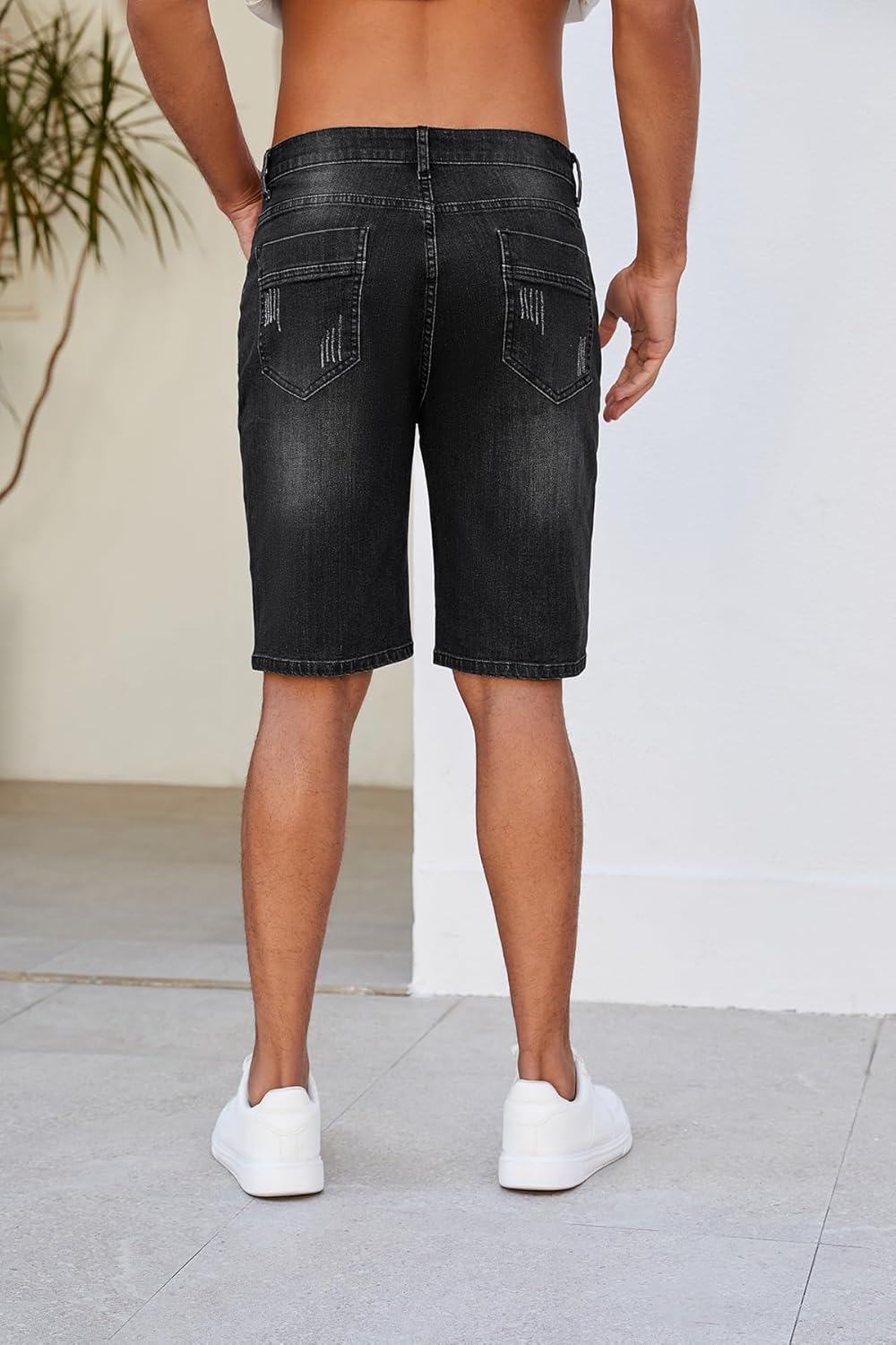 LONGBIDA Men's Jean Short Relaxed Fit Stretch Casual Denim Shorts - Image 7